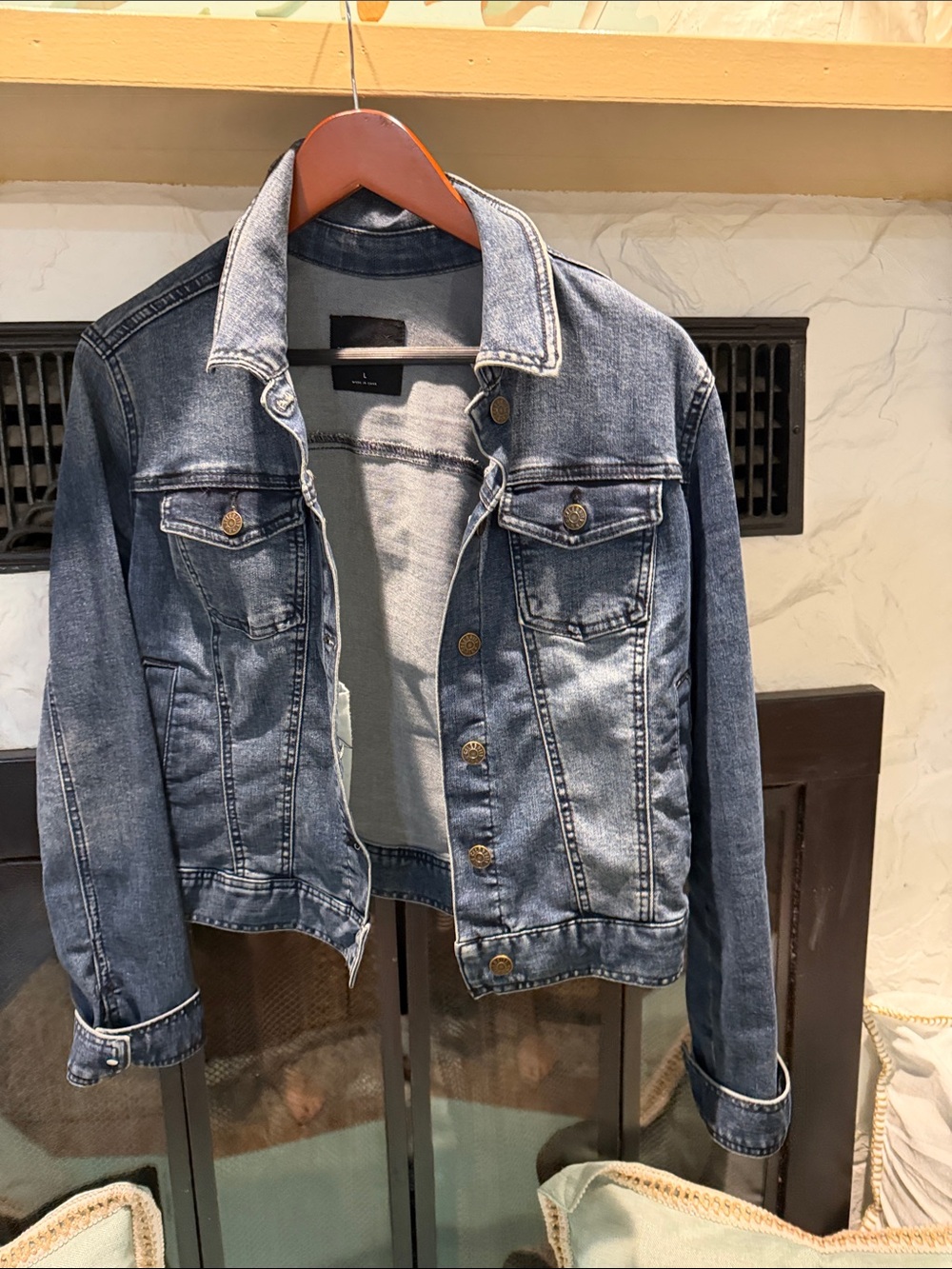 Celebrity Pink Distressed Blue Denim Jacket